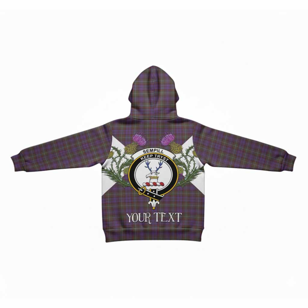 Sempill (Semple) Tartan Family Crest Kid Hoodie Scottish Burns Night Thistle Floral