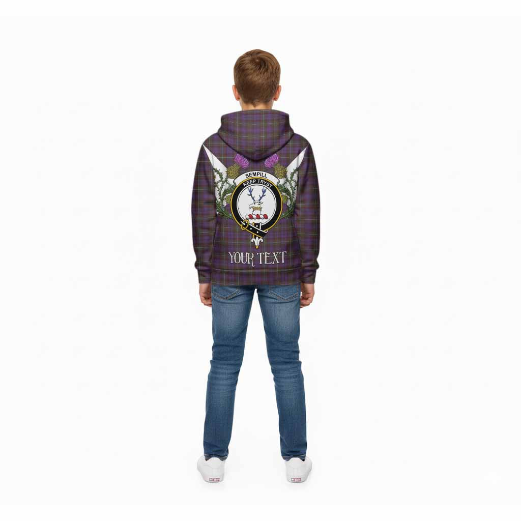Sempill (Semple) Tartan Family Crest Kid Hoodie Scottish Burns Night Thistle Floral