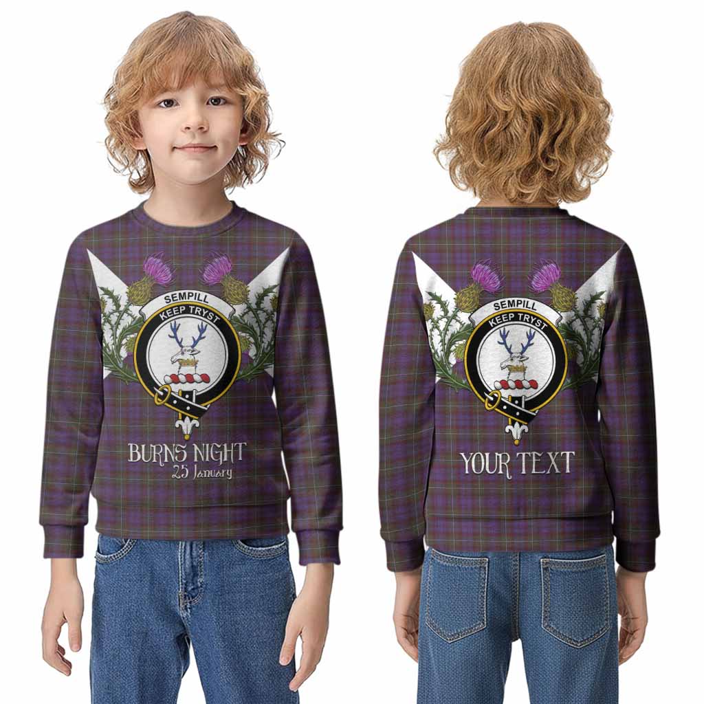 Sempill (Semple) Tartan Family Crest Kid Knitted Sweatshirt Scottish Burns Night Thistle Floral