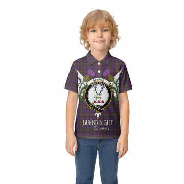 Sempill (Semple) Tartan Family Crest Kid Polo Shirt Scottish Burns Night Thistle Floral