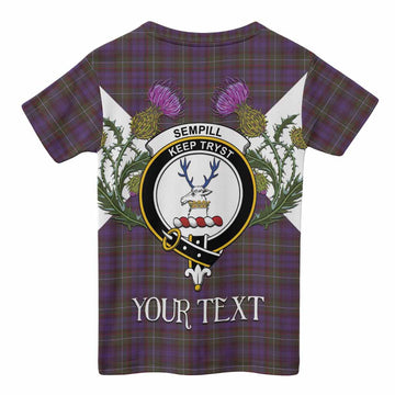 Sempill (Semple) Tartan Family Crest Kid T-shirt Scottish Burns Night Thistle Floral