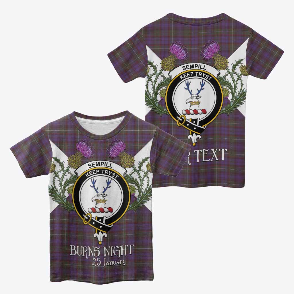 Sempill (Semple) Tartan Family Crest Kid T-shirt Scottish Burns Night Thistle Floral