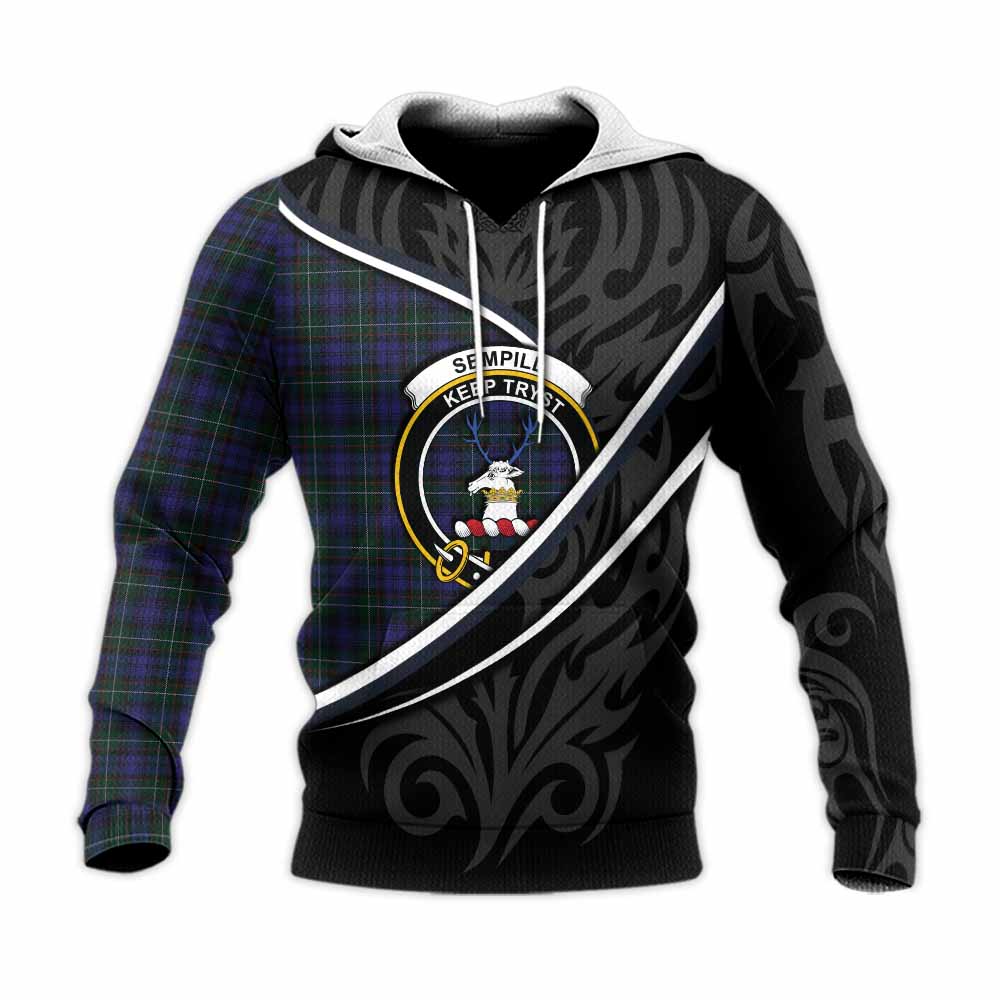 Sempill (Semple) Tartan Family Crest Knitted Hoodie Celtic Scottish Thistle Floral - Tartan Vibes Clothing