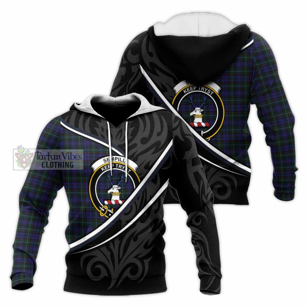 Sempill (Semple) Tartan Family Crest Knitted Hoodie Celtic Scottish Thistle Floral - Tartan Vibes Clothing