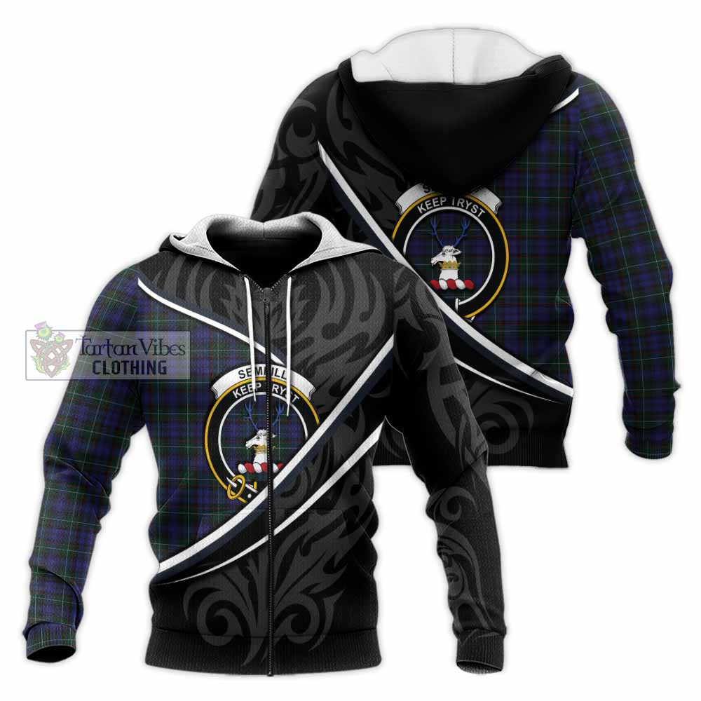Sempill (Semple) Tartan Family Crest Knitted Hoodie Celtic Scottish Thistle Floral - Tartan Vibes Clothing
