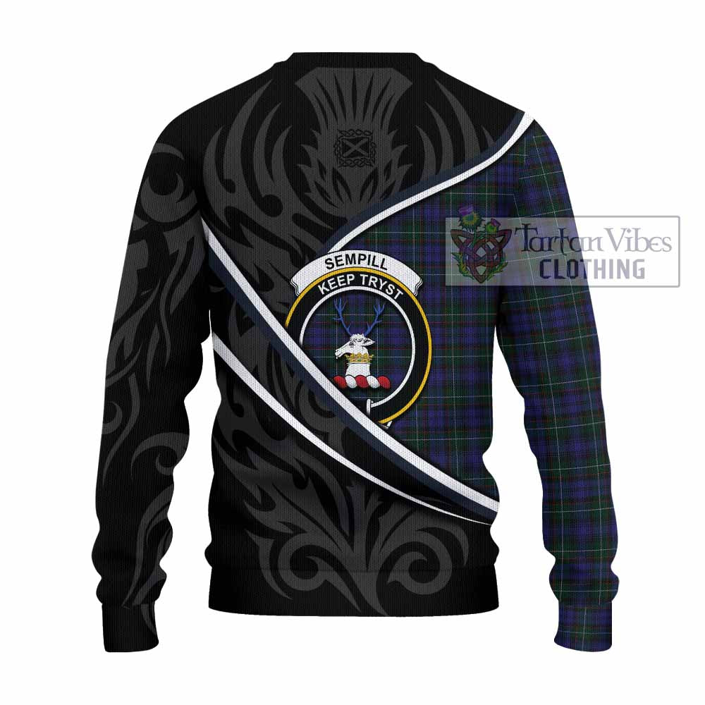 Sempill (Semple) Tartan Family Crest Knitted Sweater Celtic Scottish Thistle Floral - Tartan Vibes Clothing