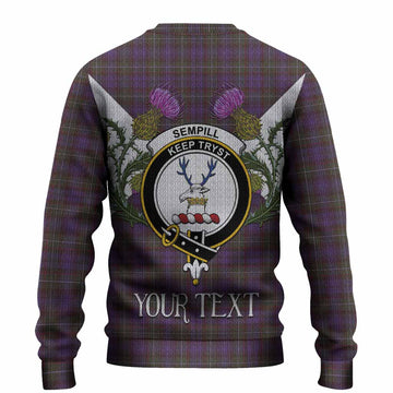 Sempill (Semple) Tartan Family Crest Knitted Sweater Scottish Burns Night Thistle Floral
