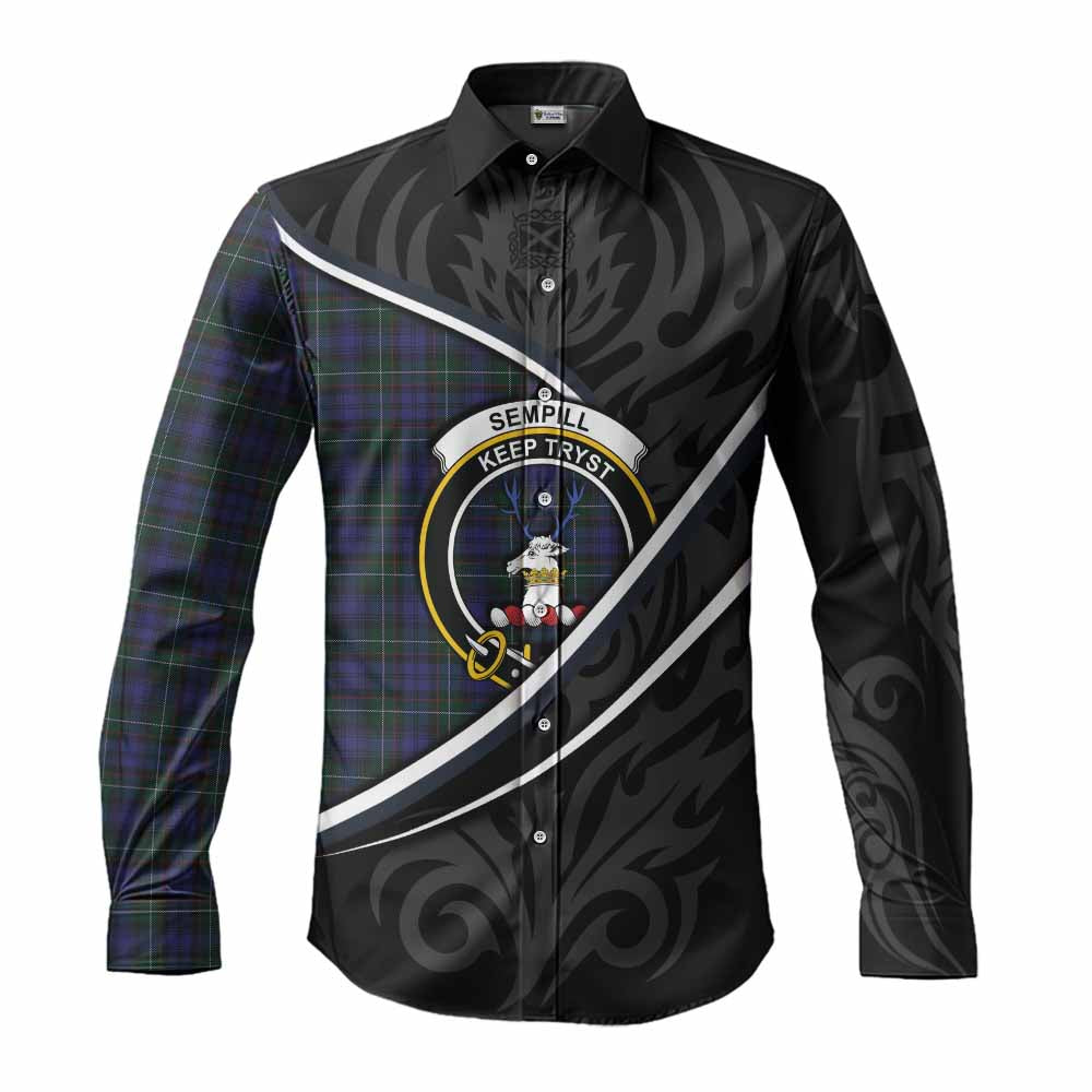 Sempill (Semple) Tartan Family Crest Long Sleeve Button Shirts Celtic Scottish Thistle Floral - Tartan Vibes Clothing