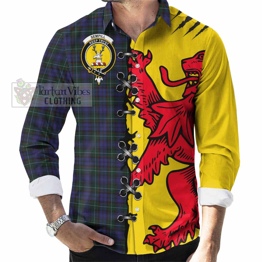 Sempill (Semple) Tartan Family Crest Long Sleeve Button Shirts Lion Rampant Honor - Tartan Vibes Clothing