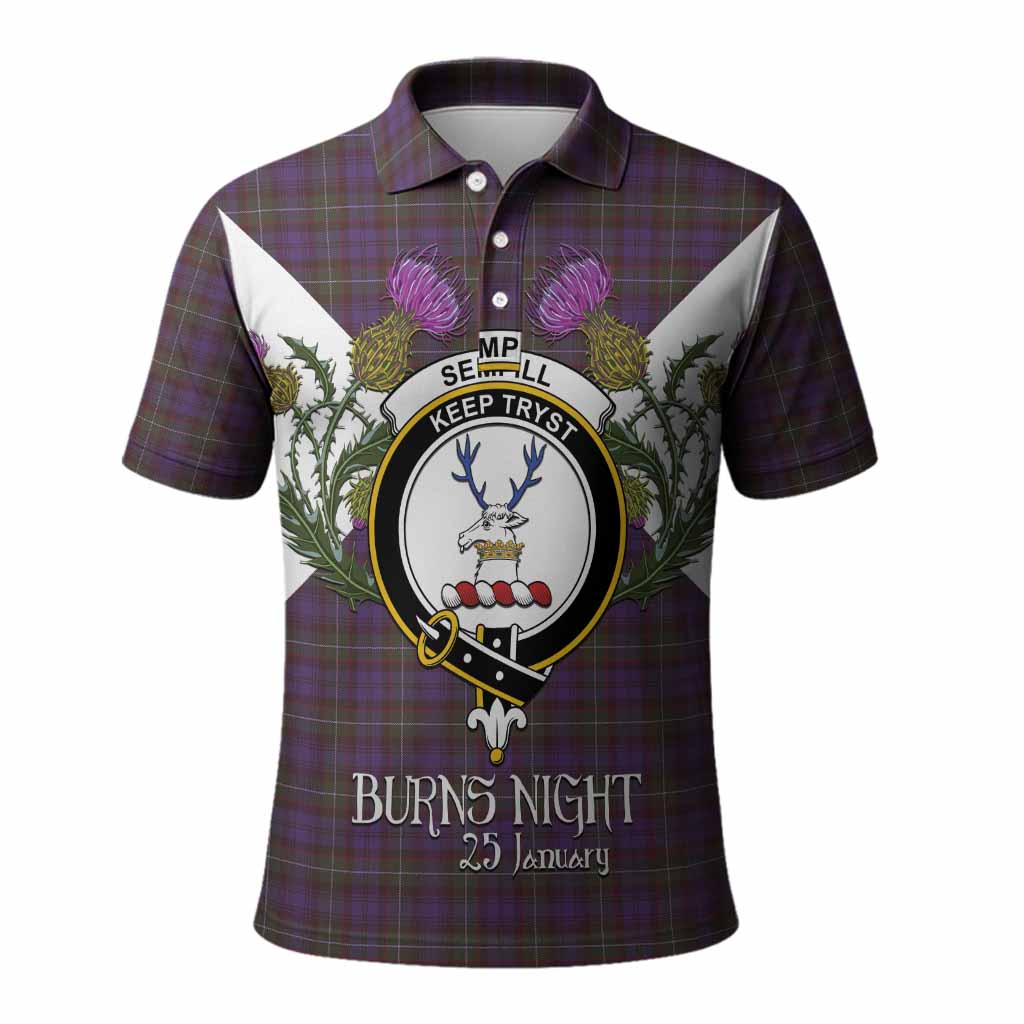 Sempill (Semple) Tartan Family Crest Polo Shirt Scottish Burns Night Thistle Floral