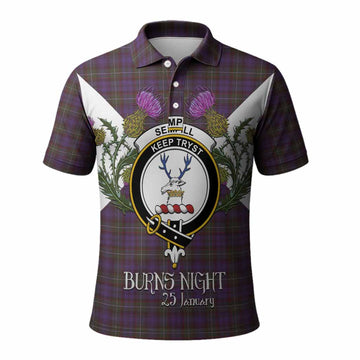 Sempill (Semple) Tartan Family Crest Polo Shirt Scottish Burns Night Thistle Floral