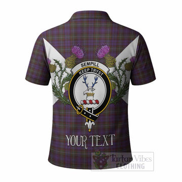Sempill (Semple) Tartan Family Crest Polo Shirt Scottish Burns Night Thistle Floral