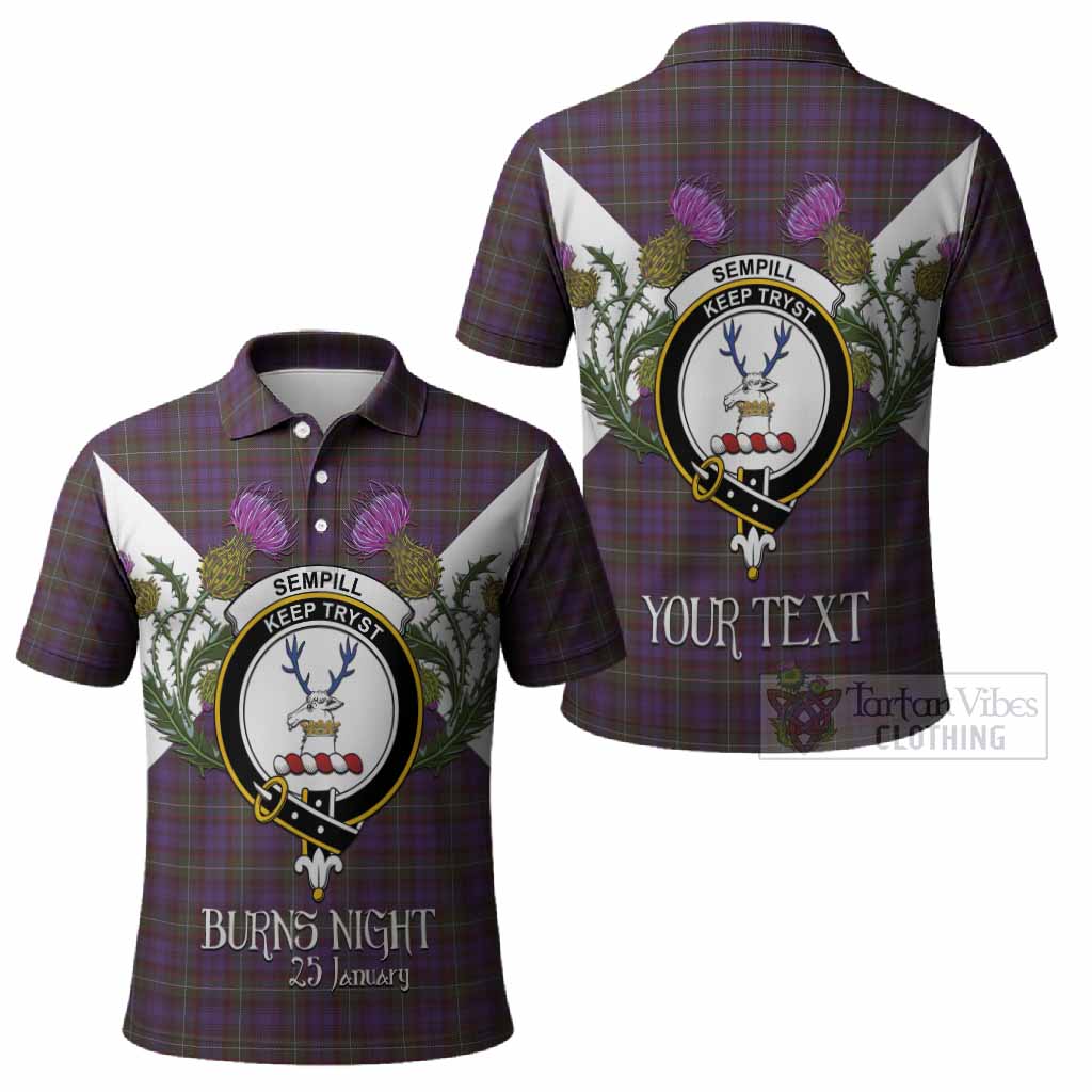 Sempill (Semple) Tartan Family Crest Polo Shirt Scottish Burns Night Thistle Floral