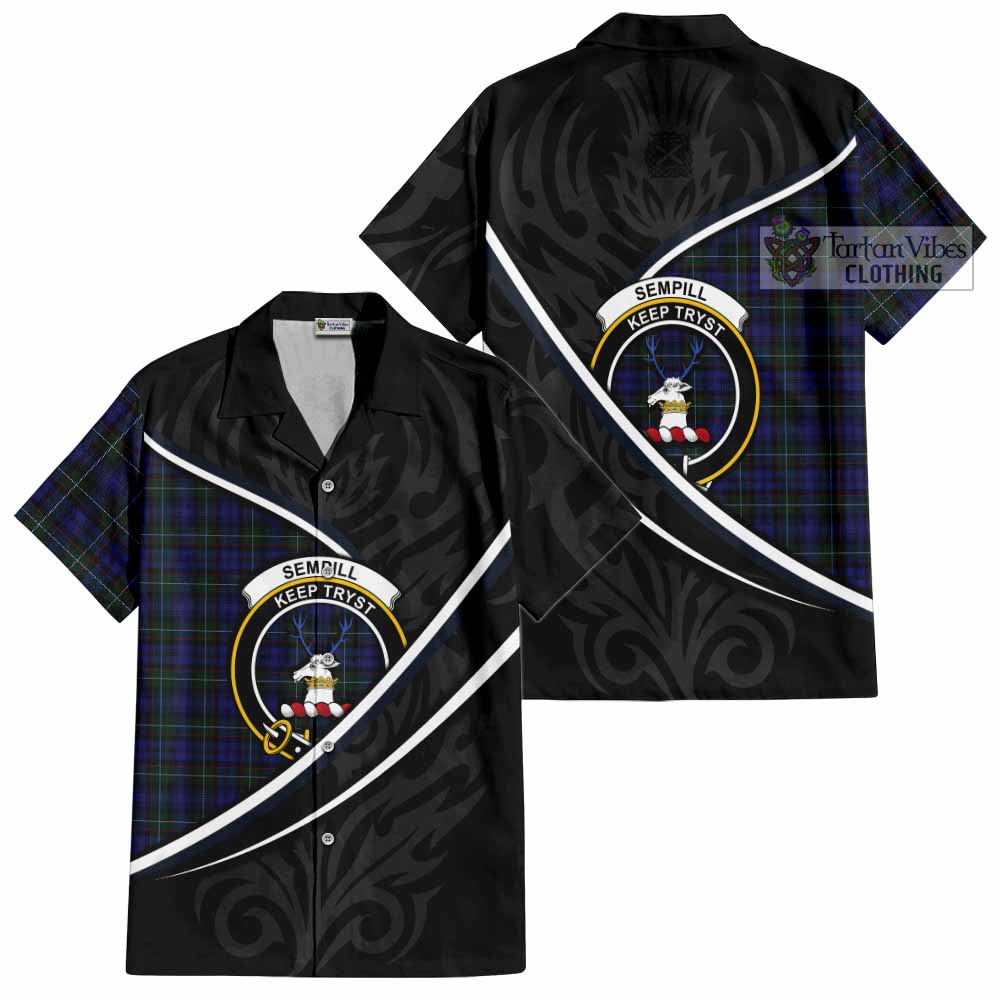 Sempill (Semple) Tartan Family Crest Short Sleeve Button Shirt Celtic Scottish Thistle Floral - Tartan Vibes Clothing