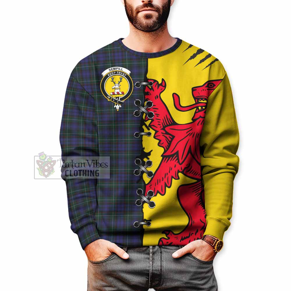 Sempill (Semple) Tartan Family Crest Sweatshirt Lion Rampant Honor - Tartan Vibes Clothing