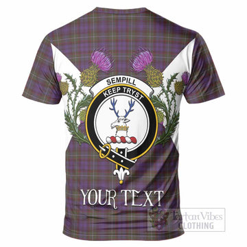 Sempill (Semple) Tartan Family Crest T-Shirt Scottish Burns Night Thistle Floral