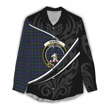 Sempill (Semple) Tartan Family Crest Women Casual Shirt Celtic Scottish Thistle Floral - Tartan Vibes Clothing