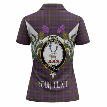 Sempill (Semple) Tartan Family Crest Women Polo Shirt Scottish Burns Night Thistle Floral