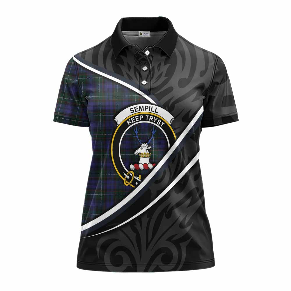 Sempill (Semple) Tartan Family Crest Women's Polo Shirt Celtic Scottish Thistle Floral - Tartan Vibes Clothing