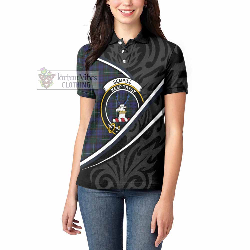 Sempill (Semple) Tartan Family Crest Women's Polo Shirt Celtic Scottish Thistle Floral - Tartan Vibes Clothing
