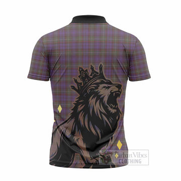 Sempill (Semple) Tartan Family Crest Zipper Polo Shirt Crowned Lion Roaring