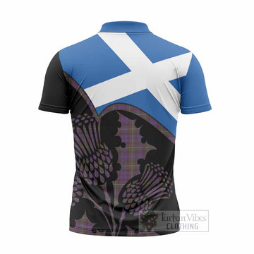 Sempill (Semple) Tartan Family Crest Zipper Polo Shirt Scotland Thistle Floral Flag Style