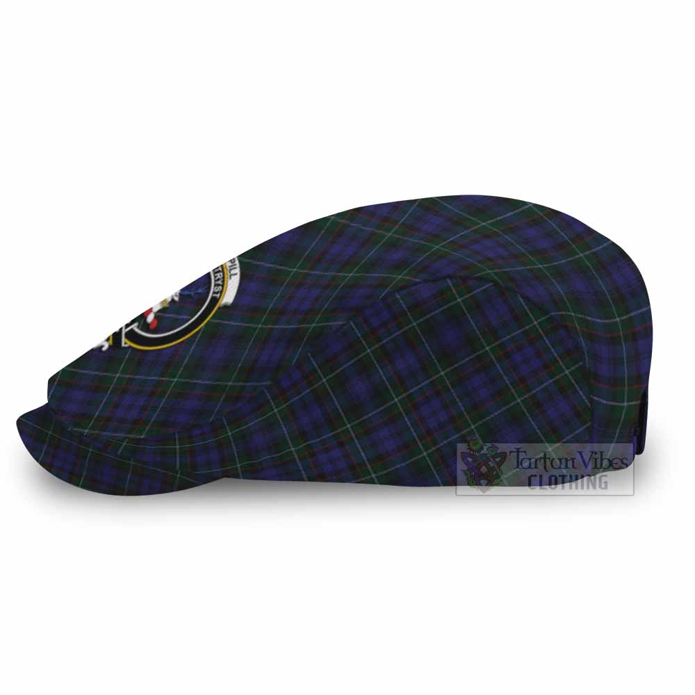 Sempill (Semple) Tartan Flat Cap, Jeff Cap Cross Style with Family Crest - Tartan Vibes Clothing