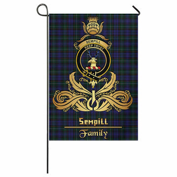 Sempill (Semple) Tartan Garden Flag with Highland Thistle Cherish Family Crest Style
