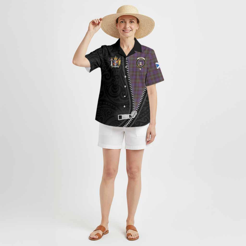 Sempill (Semple) Tartan Hawaiian Shirt New Zealand Pattern Unique Zipper Stylized