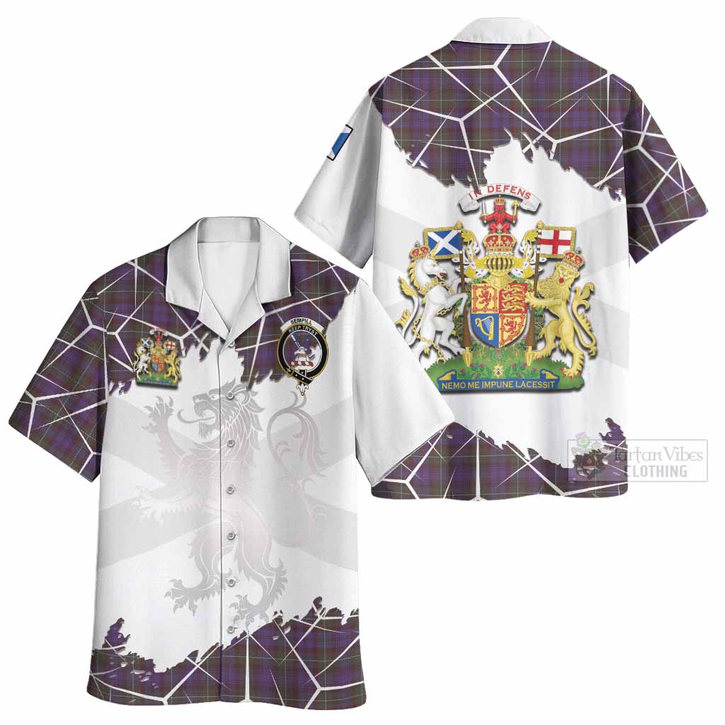 Sempill (Semple) Tartan Hawaiian Shirt with Family Crest and Lion Rampant Grunge Style
