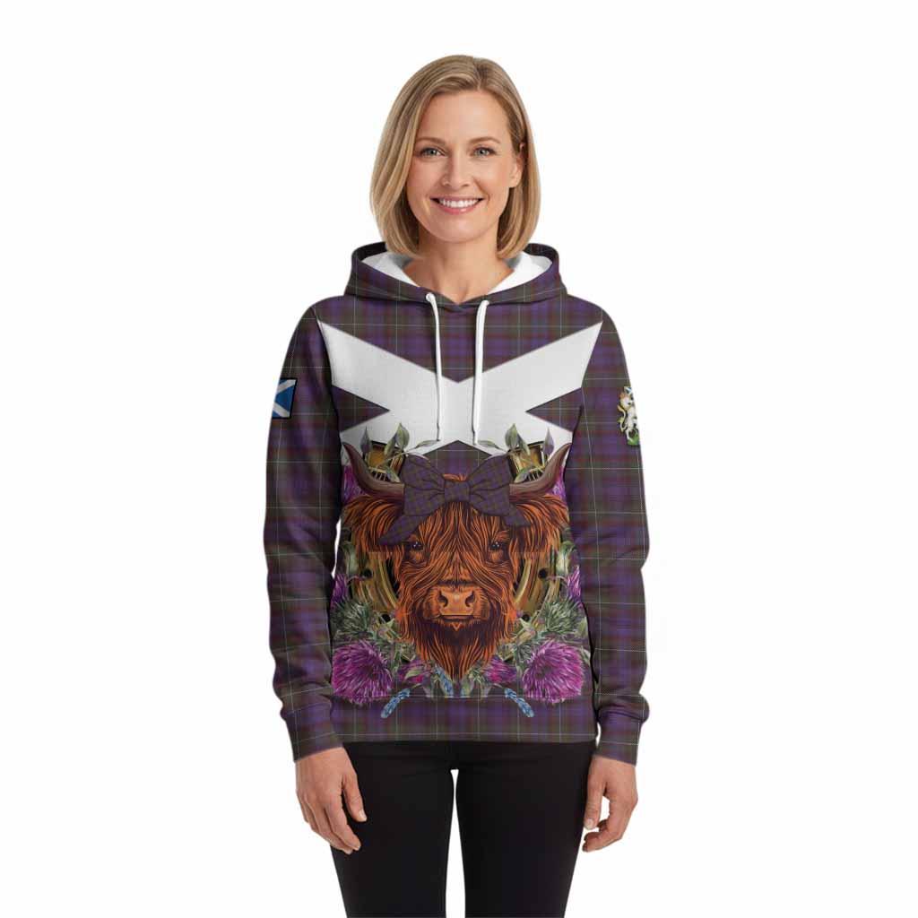 Sempill (Semple) Tartan Hoodie Scottish Thistle Heilan Coo