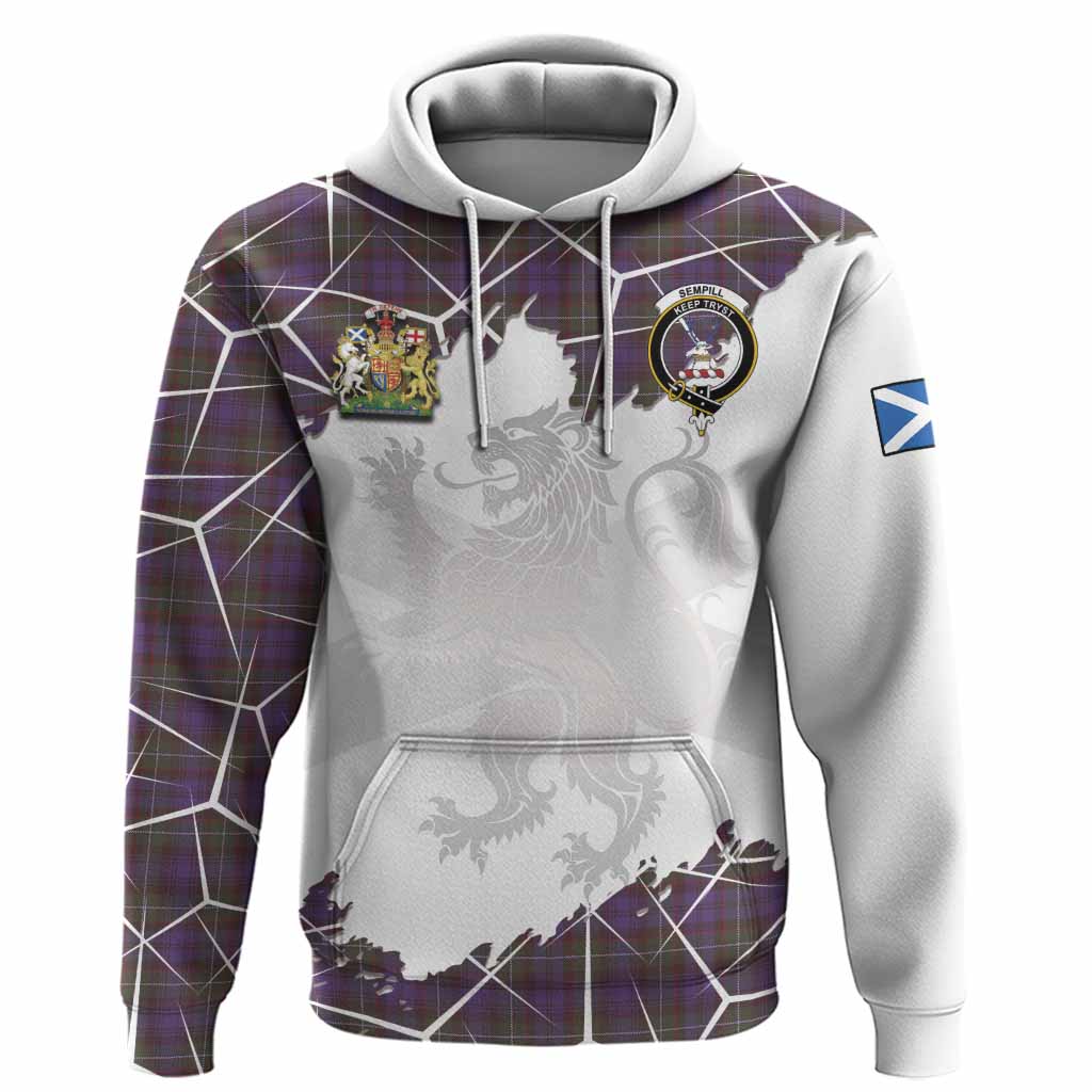 Sempill (Semple) Tartan Hoodie with Family Crest and Lion Rampant Grunge Style