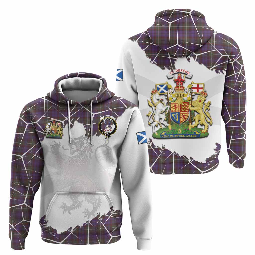 Sempill (Semple) Tartan Hoodie with Family Crest and Lion Rampant Grunge Style