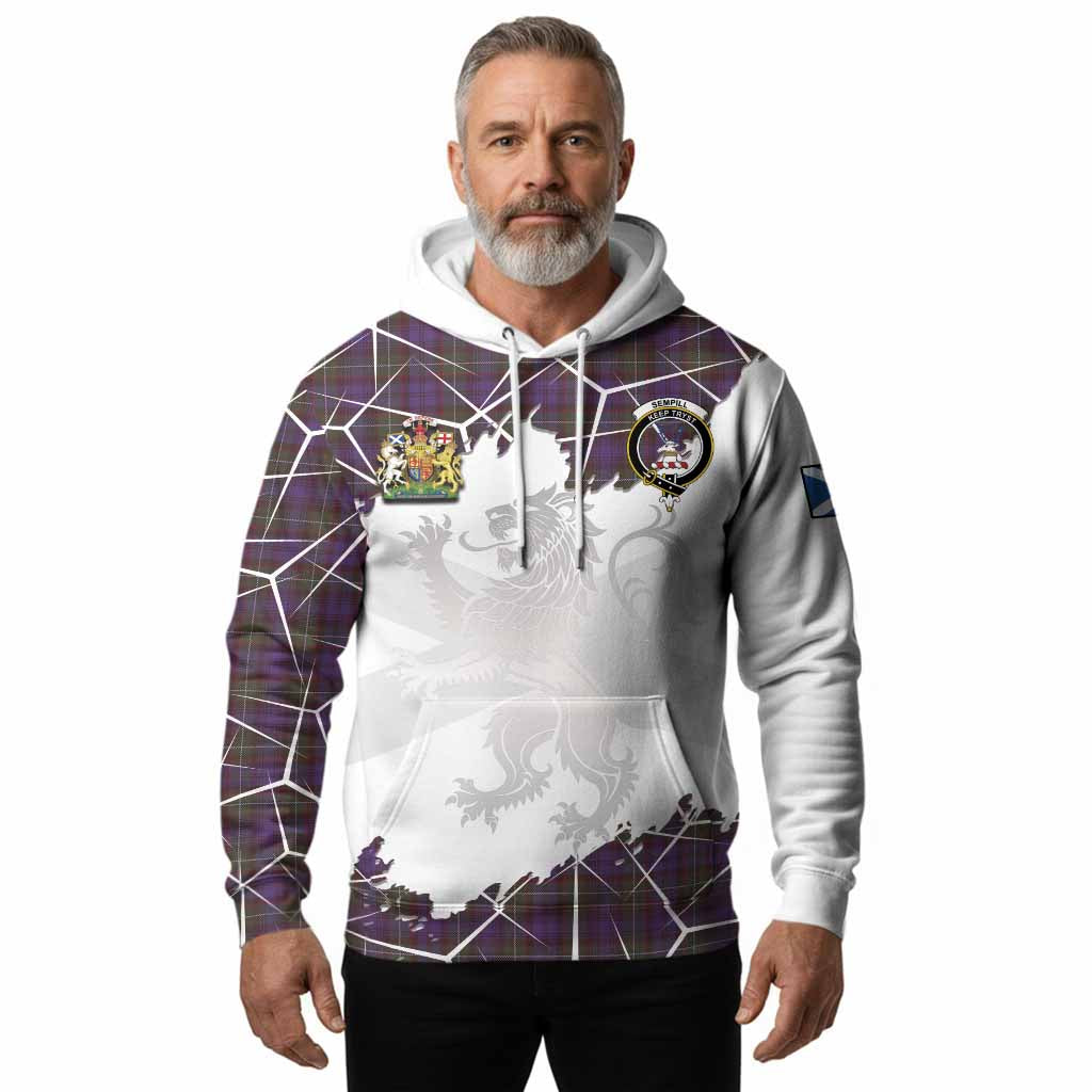 Sempill (Semple) Tartan Hoodie with Family Crest and Lion Rampant Grunge Style