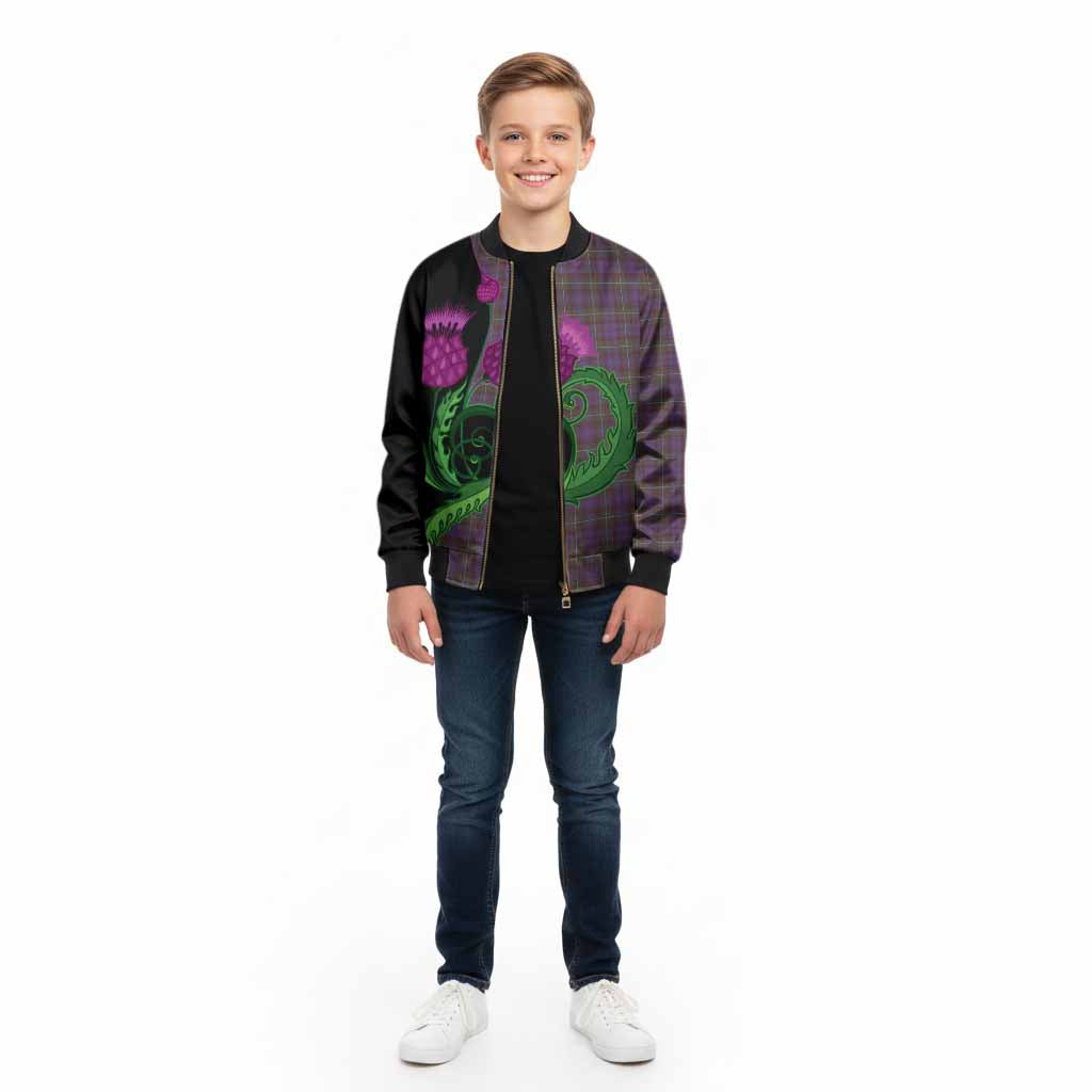 Sempill (Semple) Tartan Kid Bomber Jacket Traditional Scottish Thistle