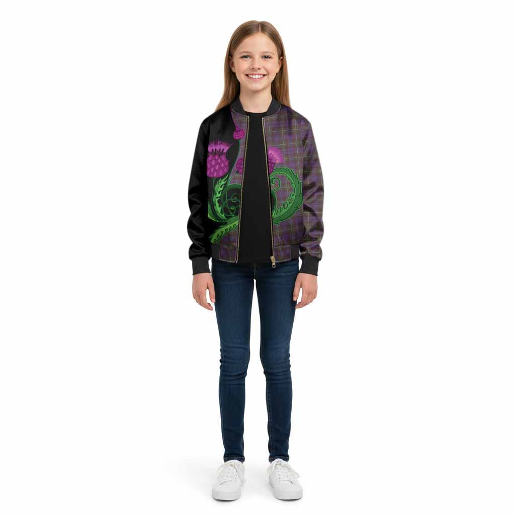 Sempill (Semple) Tartan Kid Bomber Jacket Traditional Scottish Thistle