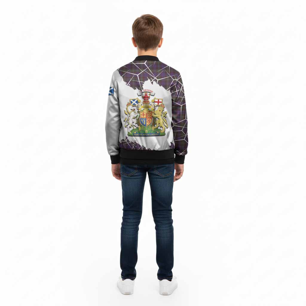 Sempill (Semple) Tartan Kid Bomber Jacket with Family Crest and Lion Rampant Grunge Style