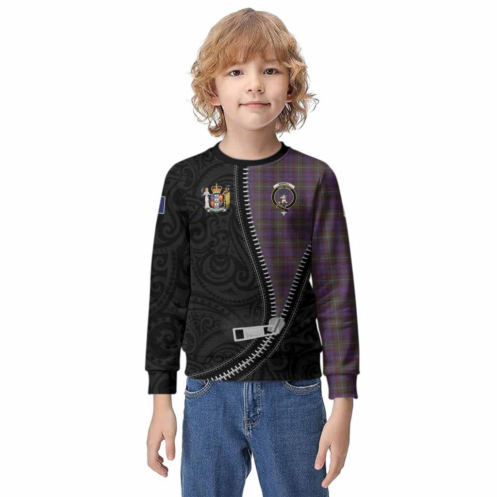 Sempill (Semple) Tartan Kid Knitted Sweatshirt New Zealand Pattern Unique Zipper Stylized