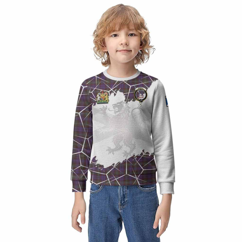 Sempill (Semple) Tartan Kid Knitted Sweatshirt with Family Crest and Lion Rampant Grunge Style