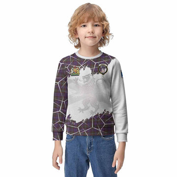 Sempill (Semple) Tartan Kid Knitted Sweatshirt with Family Crest and Lion Rampant Grunge Style