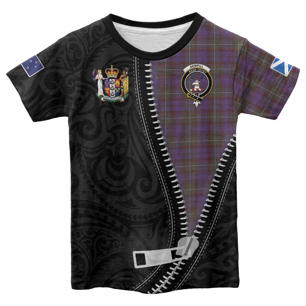 Sempill (Semple) Tartan Kid T-shirt New Zealand Pattern Unique Zipper Stylized