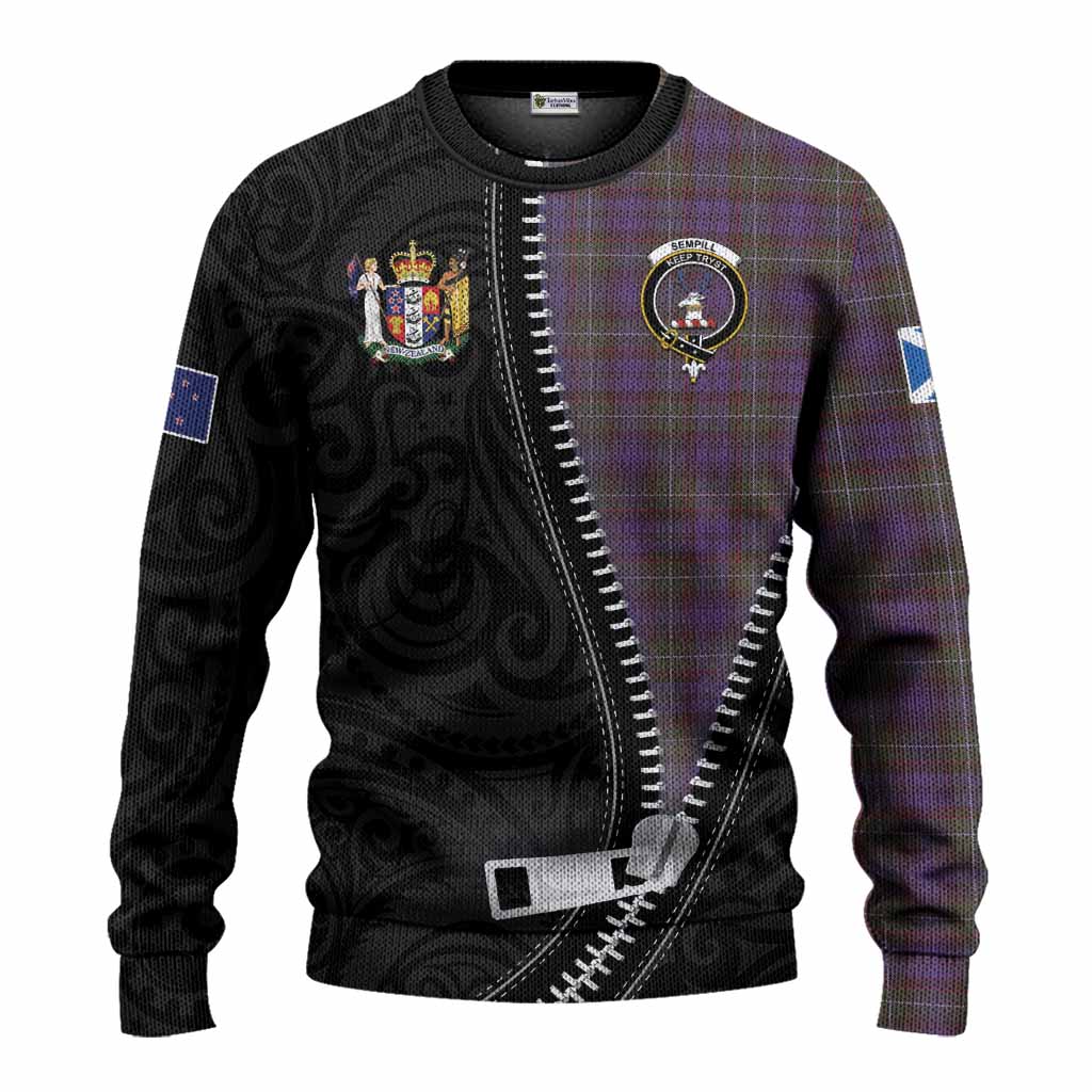 Sempill (Semple) Tartan Knitted Sweater New Zealand Pattern Unique Zipper Stylized