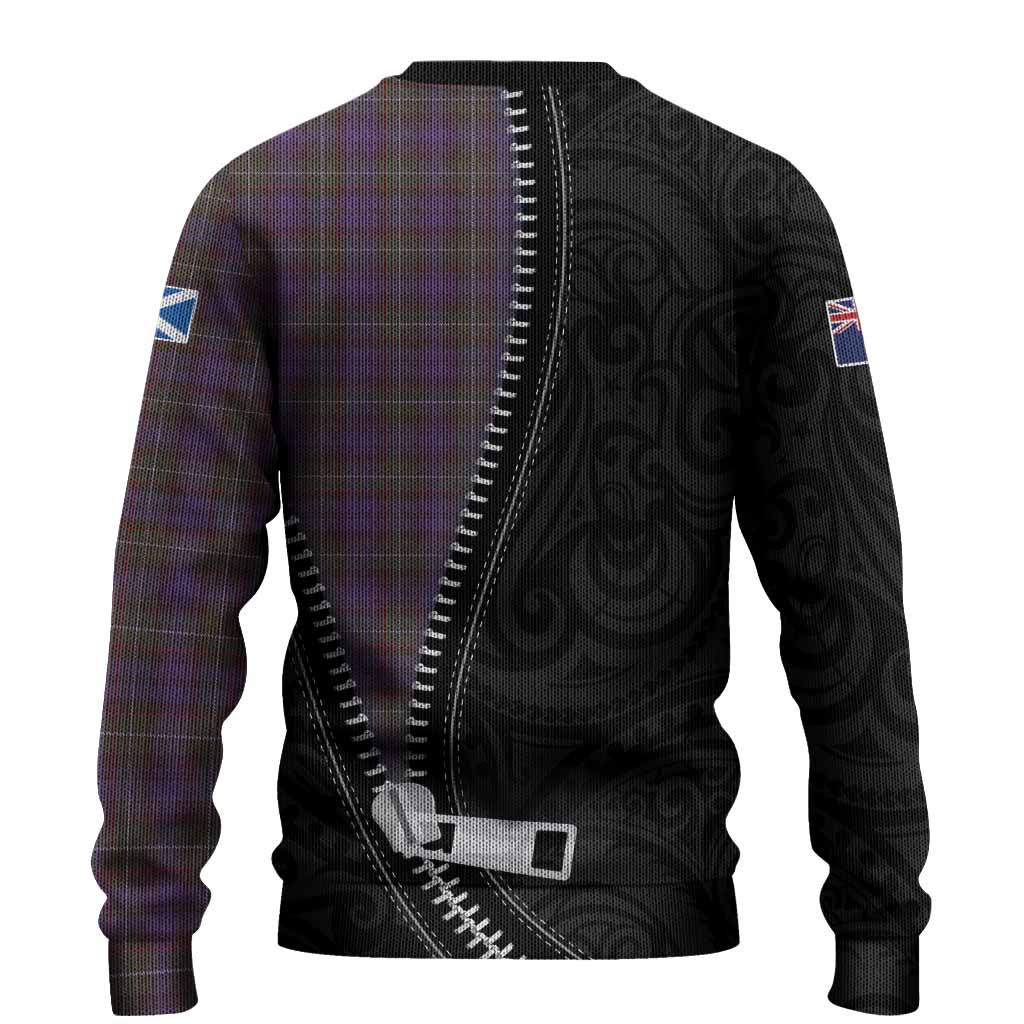 Sempill (Semple) Tartan Knitted Sweater New Zealand Pattern Unique Zipper Stylized