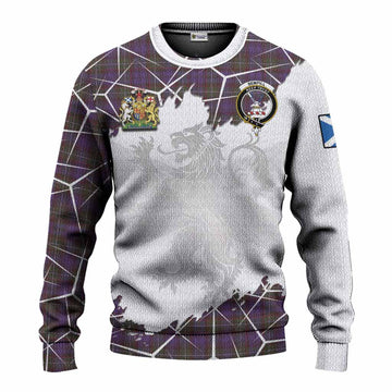 Sempill (Semple) Tartan Knitted Sweater with Family Crest and Lion Rampant Grunge Style