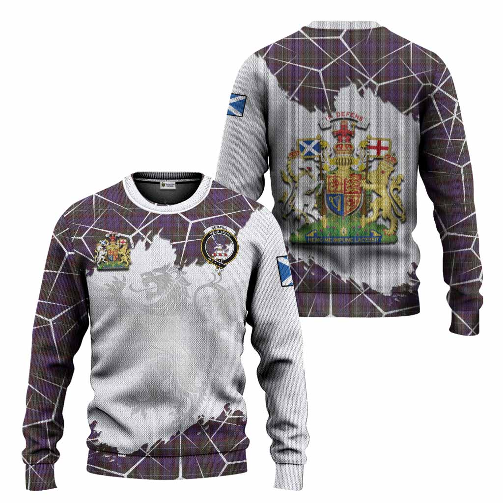 Sempill (Semple) Tartan Knitted Sweater with Family Crest and Lion Rampant Grunge Style