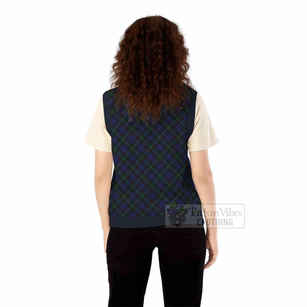 Sempill (Semple) Tartan Knitted V-Neck Vest with Family Crest Cross Style