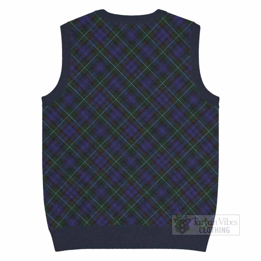 Sempill (Semple) Tartan Knitted V-Neck Vest with Family Crest Cross Style