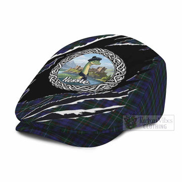 Sempill (Semple) Tartan Loch Ness Monster Flat Cap, Jeff Cap Celtic Knot Nessie Art