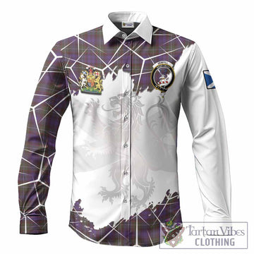 Sempill (Semple) Tartan Long Sleeve Button Shirts with Family Crest and Lion Rampant Grunge Style