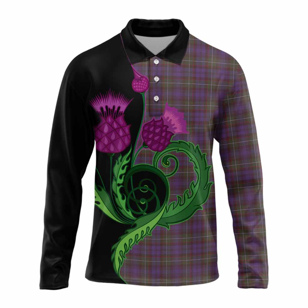 Sempill (Semple) Tartan Long Sleeve Polo Shirt Traditional Scottish Thistle